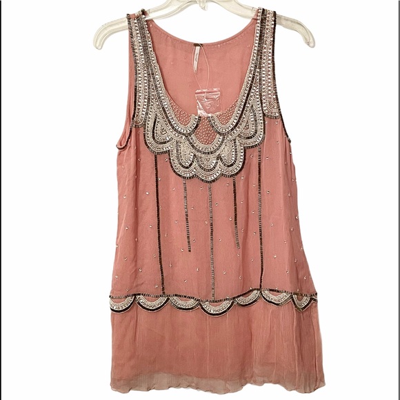 Free People Tops - Free People Beaded Sheer Tunic RARE